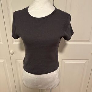 H&M Black Fitted Crop T-Shirt Short Sleeve